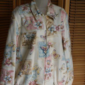 Alfred Dunner Butterfly Zippered Jacket w/Side Pockets Size 14P